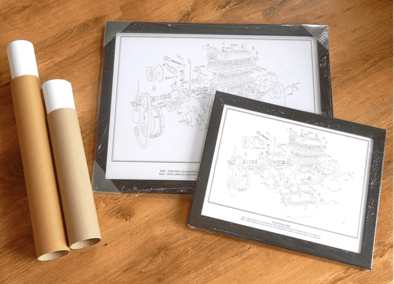 RELIANT SCIMITAR CVH Classic Engine Diagram Schematic A2 A3 Size Hand Drawn Framed Picture (A2)