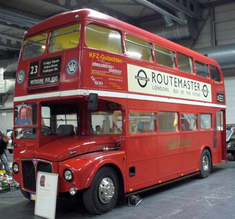 Routemaster bus pictured at a vintage car exhibition in Erfurt, Germany.